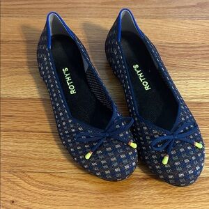 Rothy's Navy and Yellow Checkered Flats Sz 8